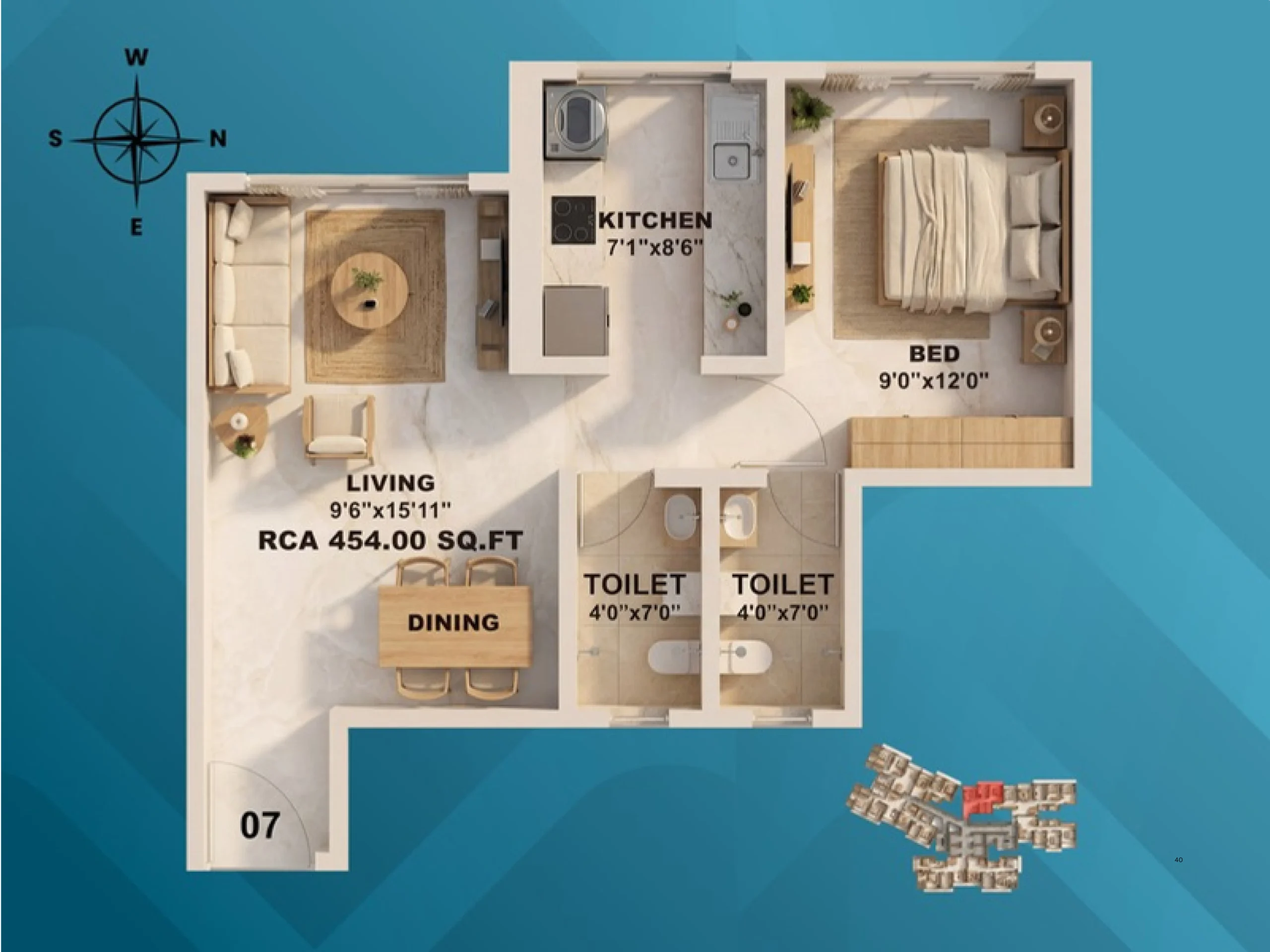Walchand Park View Mira Road | 1,2,3 BHK ₹72L* 12 Walchand Park View 1 BHK Floor Plan 454 sqft Mira Road East
