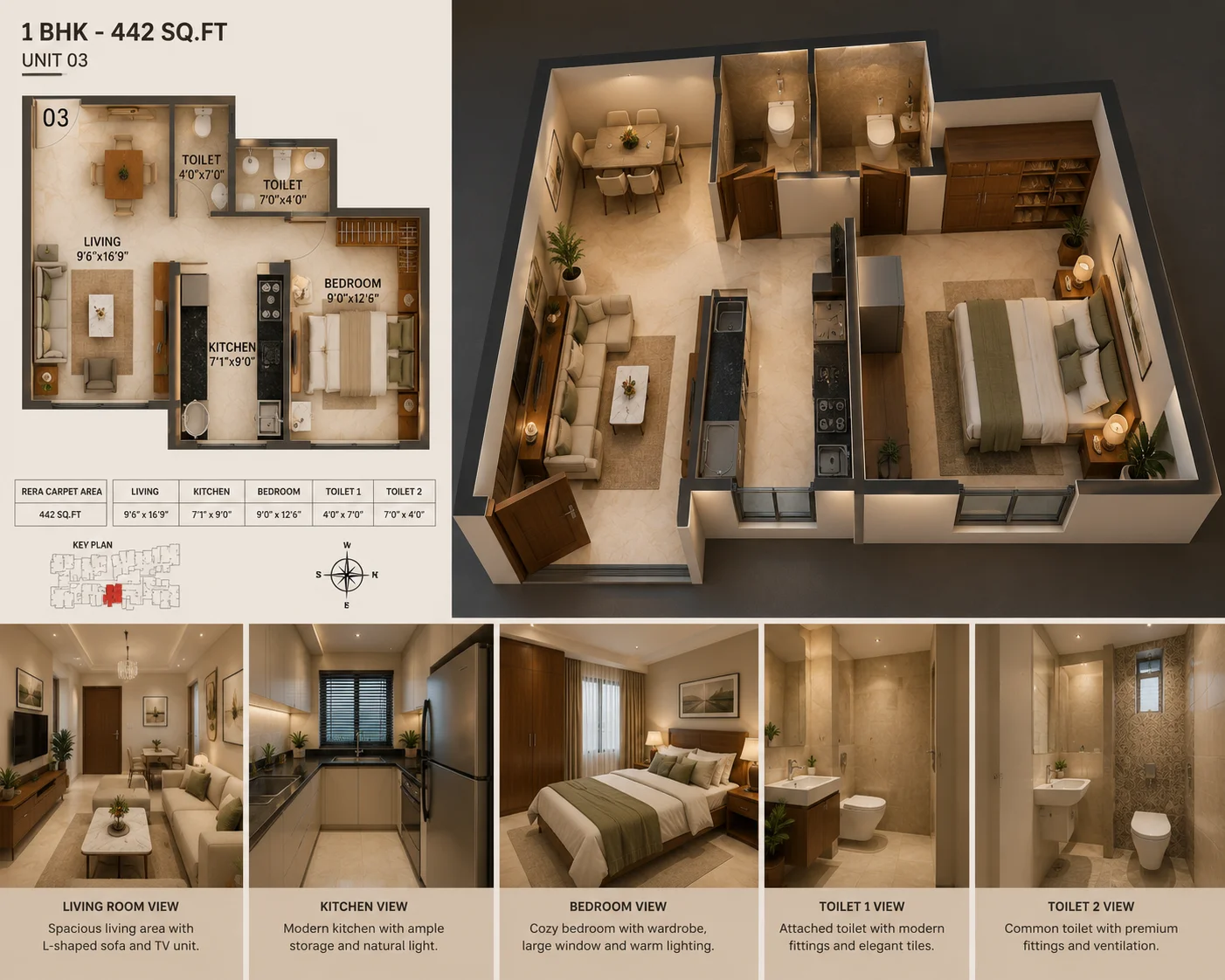 Walchand Park View Mira Road | 1,2,3 BHK ₹72L* 2 Walchand Park View 1 BHK Interior Living Room Mira Road East