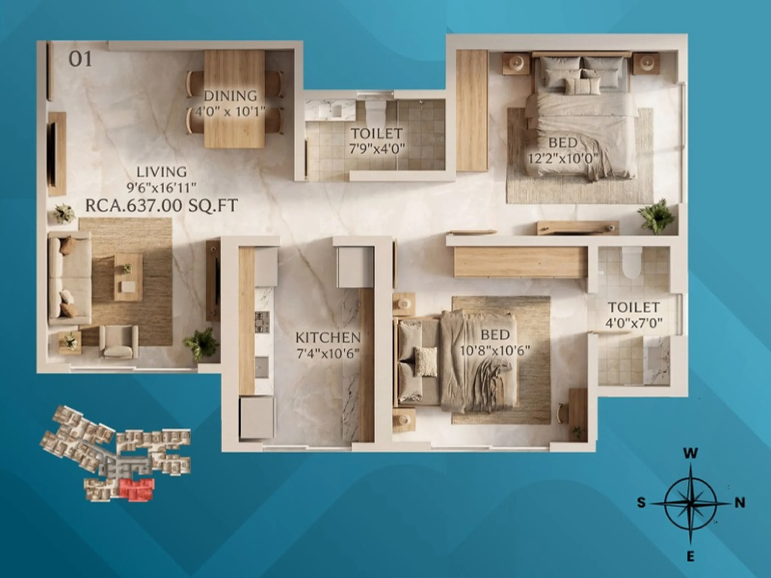 Walchand Park View Mira Road | 1,2,3 BHK ₹72L* 13 Walchand Park View 2 BHK Floor Plan 637 sqft Mira Road East