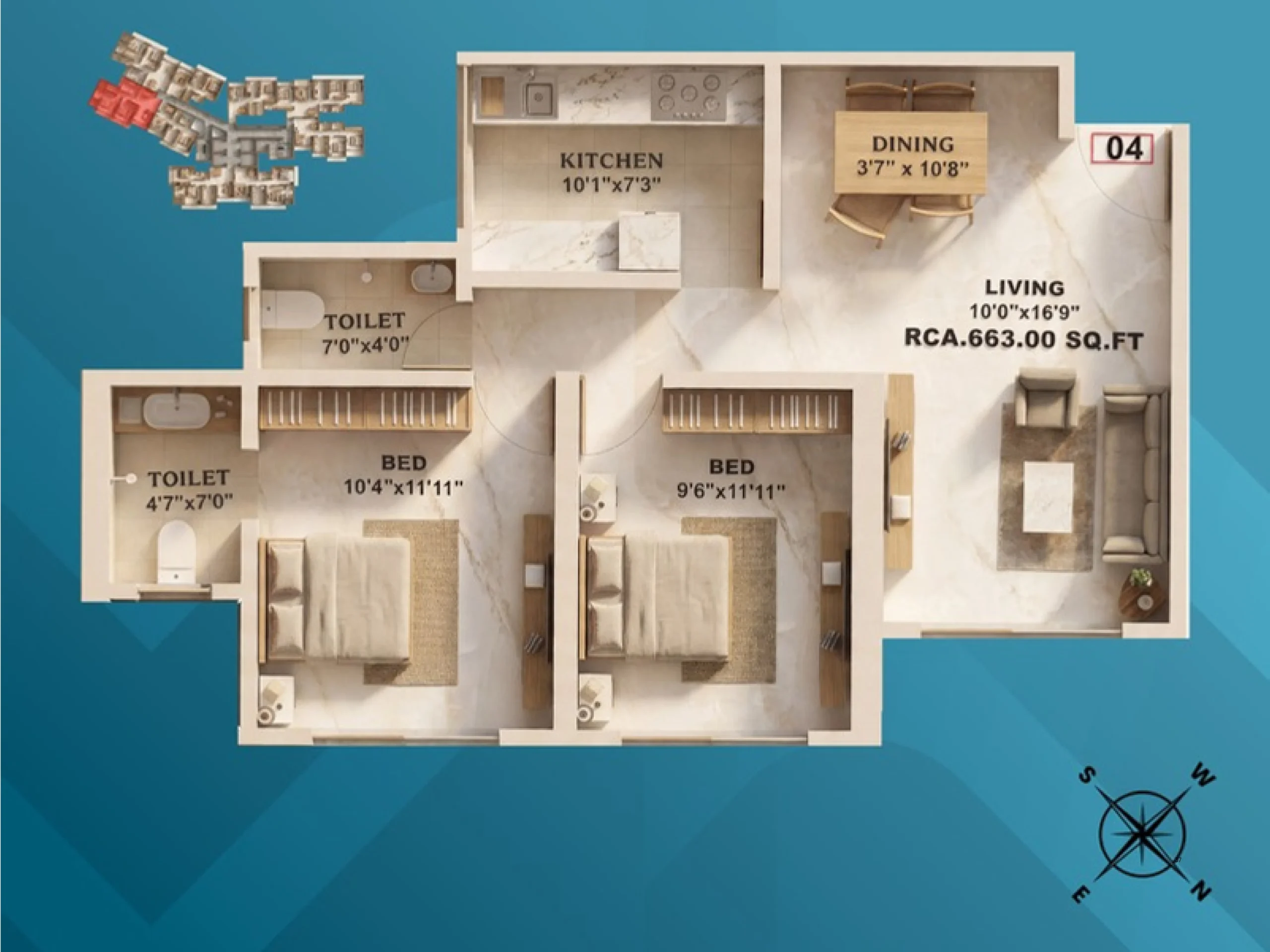 Walchand Park View Mira Road | 1,2,3 BHK ₹72L* 14 Walchand Park View 2 BHK Floor Plan 663 sqft Mira Road East