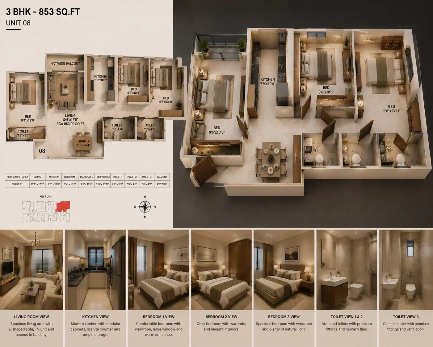 Walchand Park View Mira Road | 1,2,3 BHK ₹72L* 4 Walchand Park View 3 BHK Interior Bedroom Mira Road East